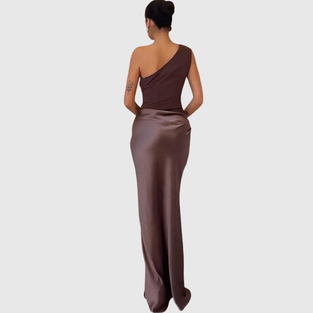 Aleida | One Shoulder Satin Maxi Dress