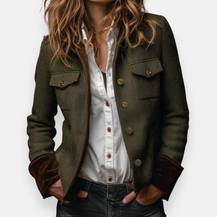 Geraldine | Tweed Jacket with Velvet Details