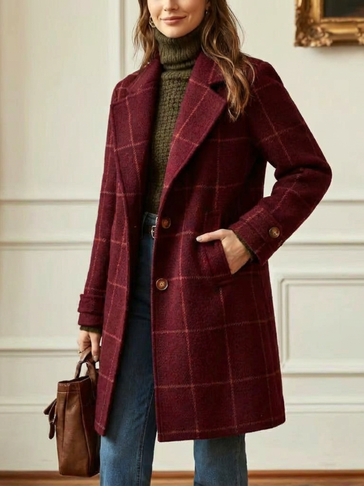 Ava | Wool Check Long Coat