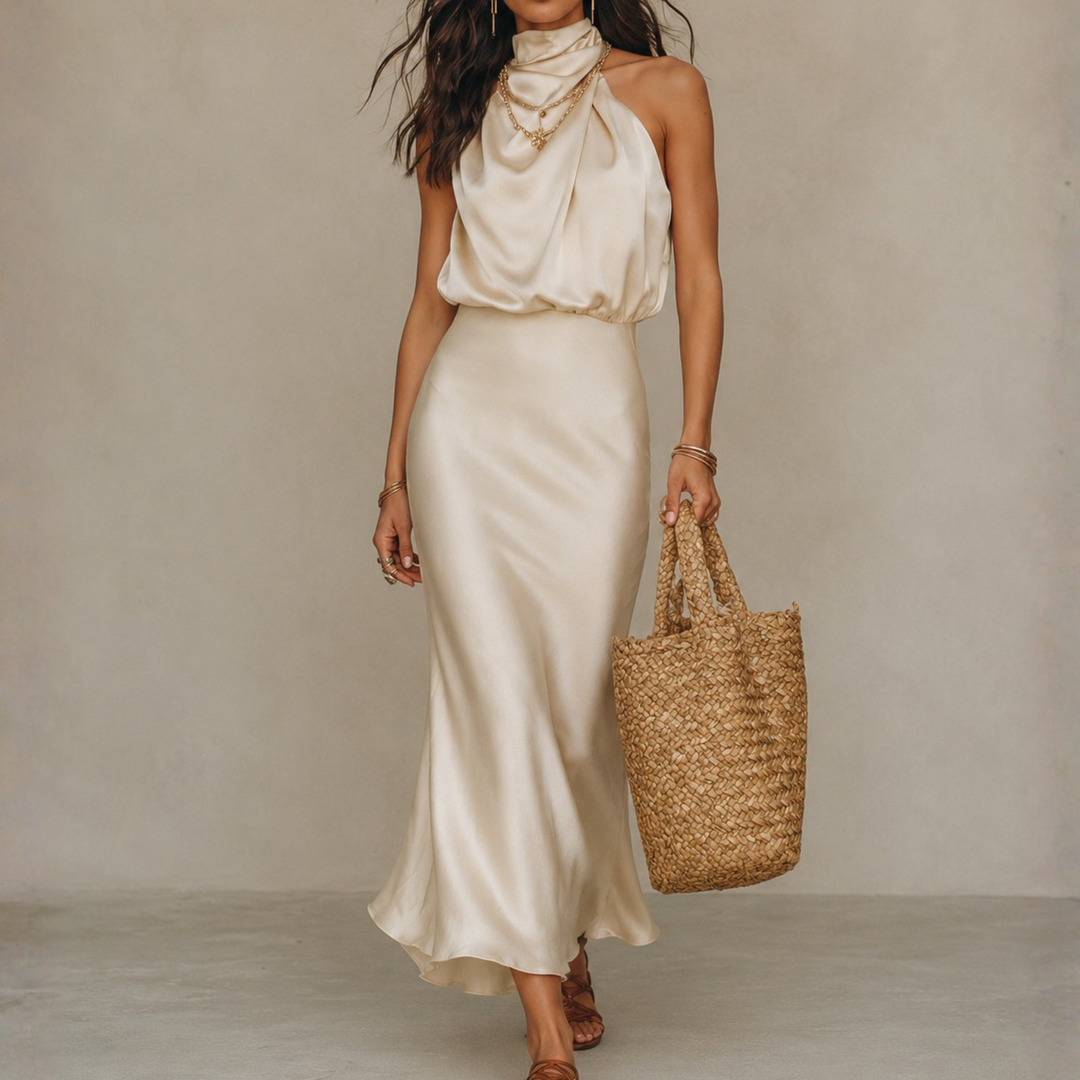 Valentina | Satin Drape Midi Dress