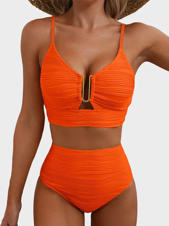 2 PIECE BIKINI SET U-WIRE CUTOUT SWIMSUIT