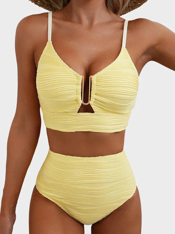 2 PIECE BIKINI SET U-WIRE CUTOUT SWIMSUIT