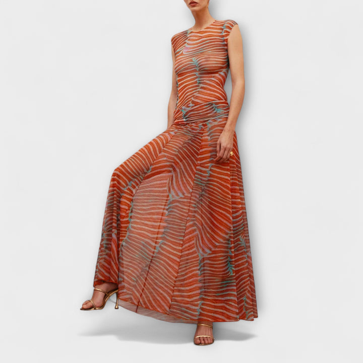 Phoenix | Shimmering Wave Mesh Bodysuit and Skirt Ensemble