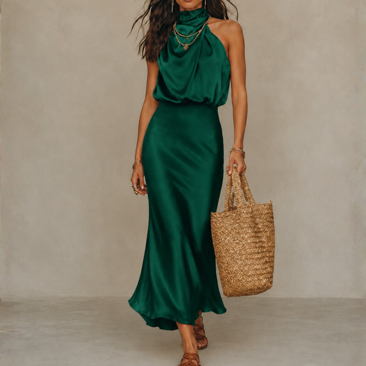 Valentina | Satin Drape Midi Dress