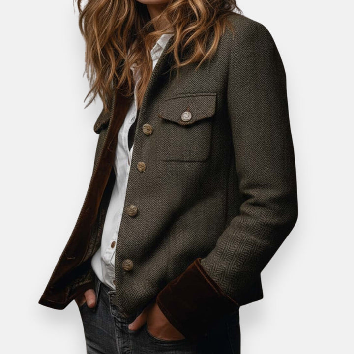 Geraldine | Tweed Jacket with Velvet Details