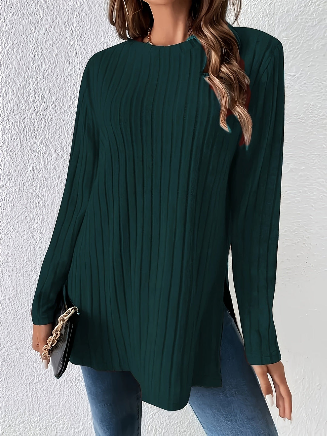 Charlotte | Crew Neck Ribbed T-Shirt