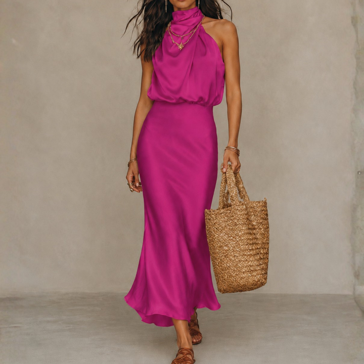 Valentina | Satin Drape Midi Dress