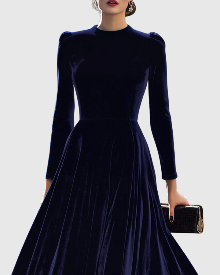 Sibella | Navy Long Sleeve Midi Dress