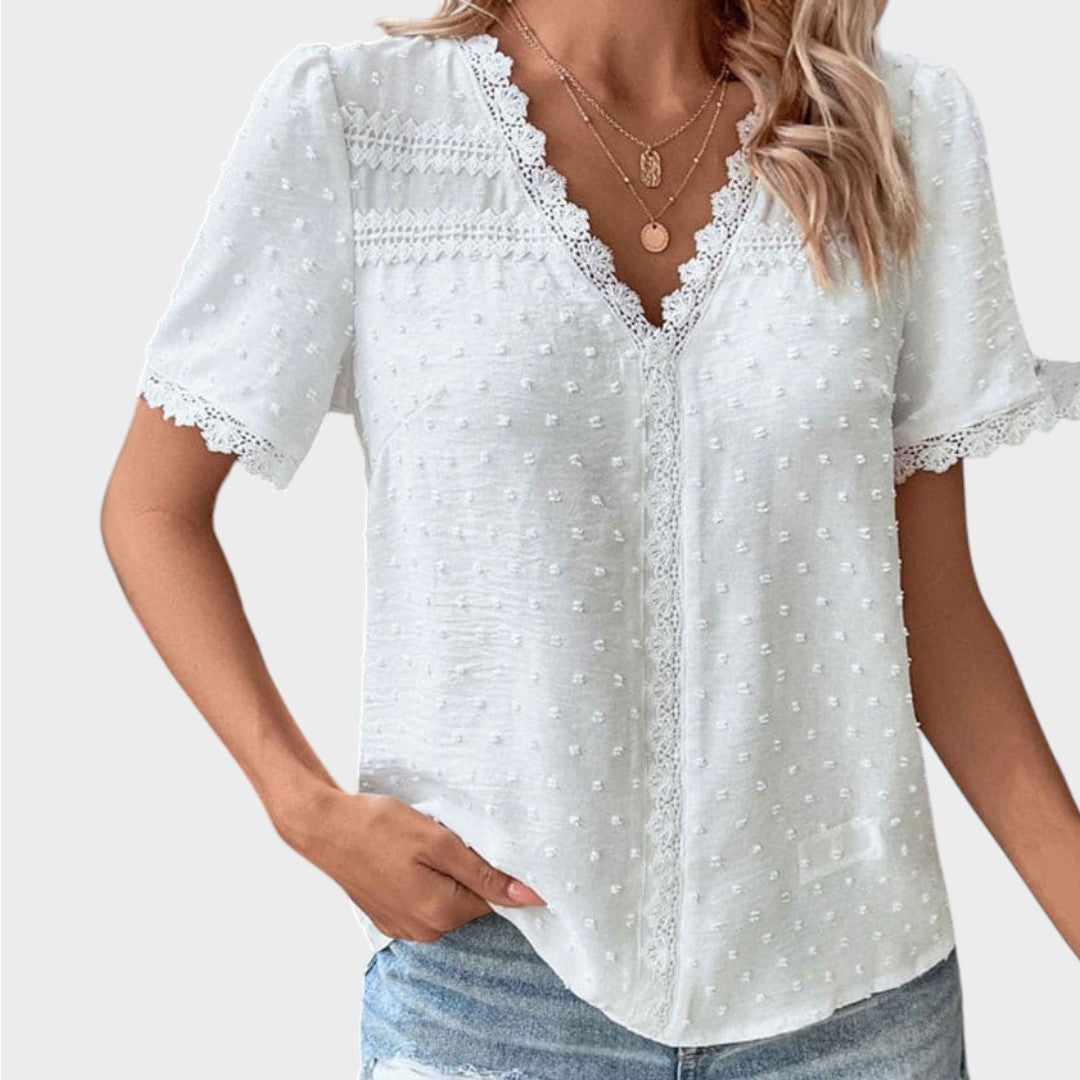 Lea | Wiissi Structured Summer Blouse with V Neck