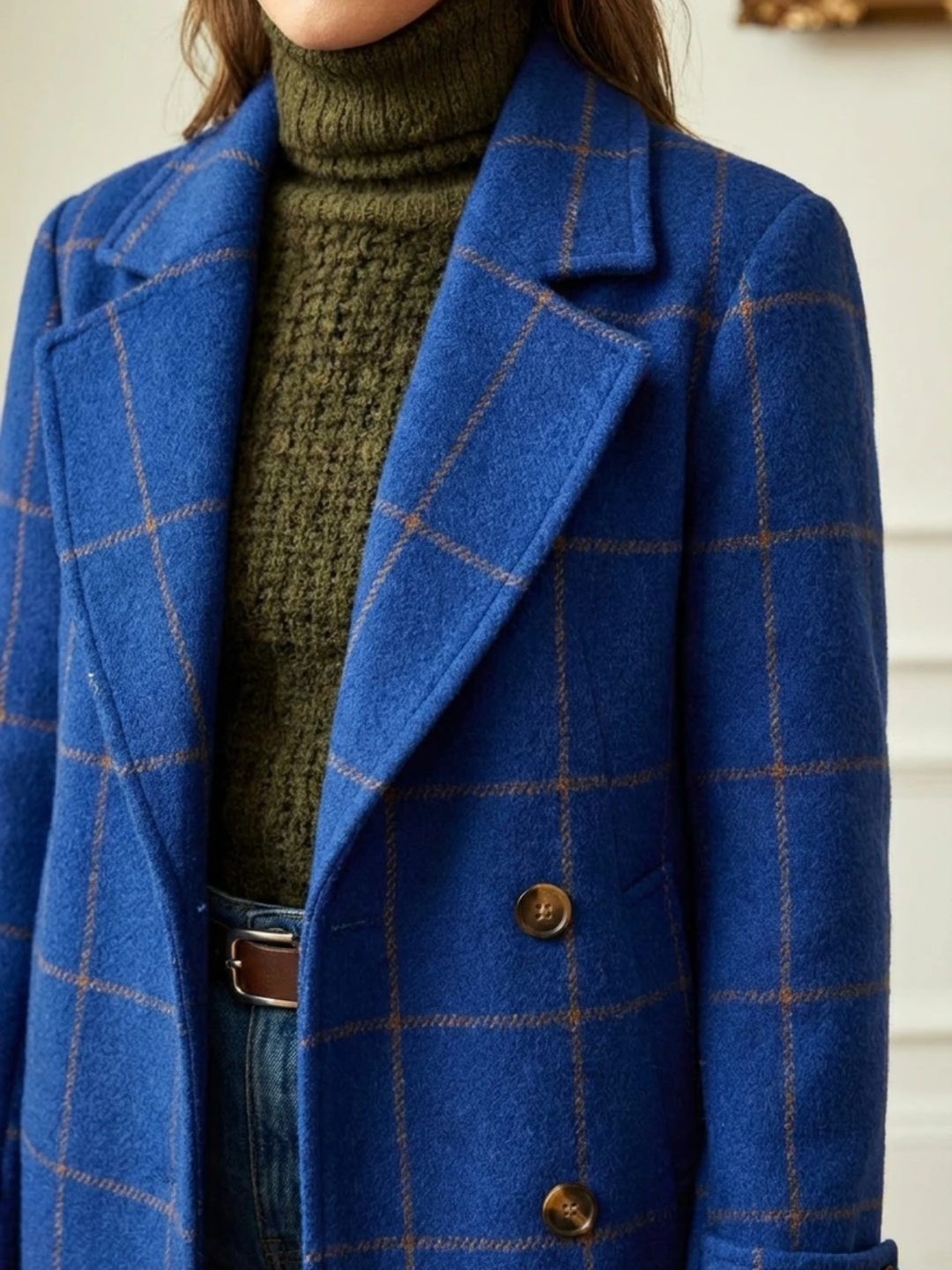 Ava | Wool Check Long Coat