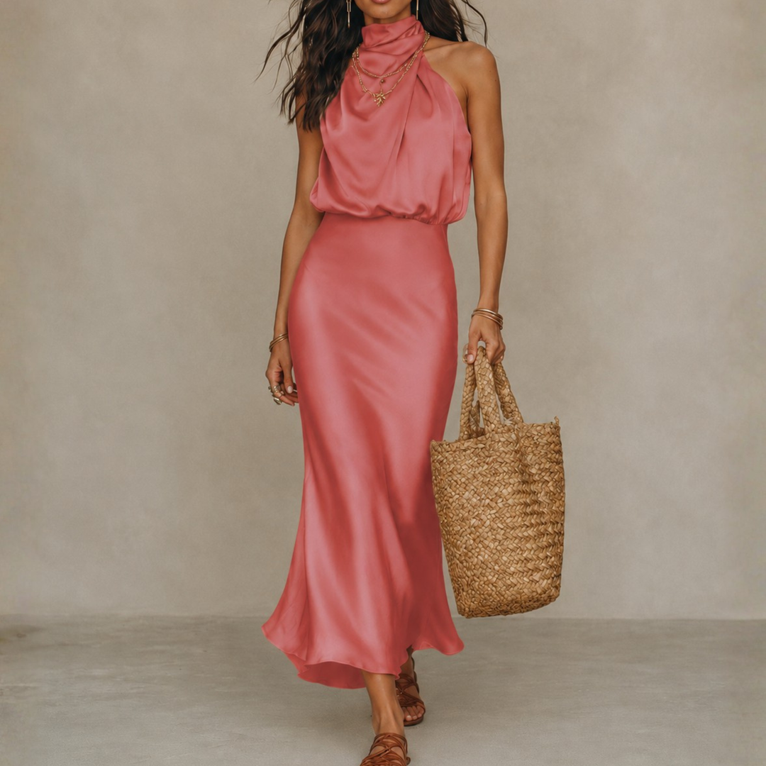 Valentina | Satin Drape Midi Dress