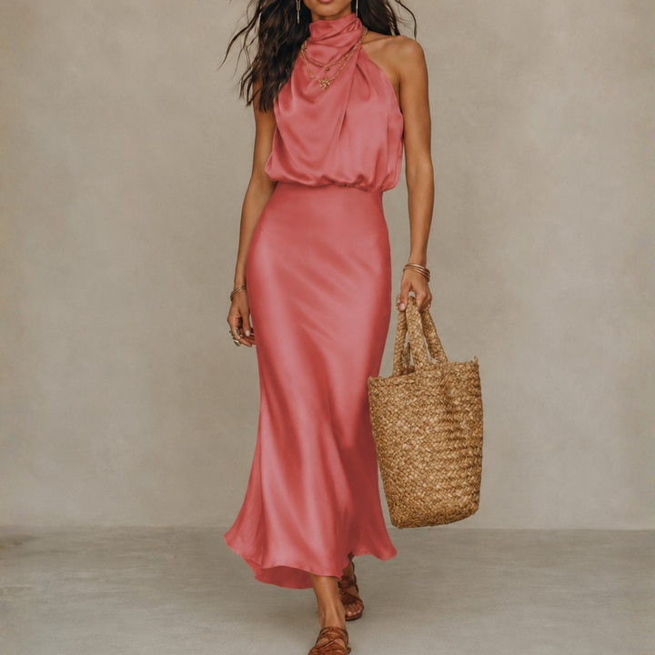 Valentina | Satin Drape Midi Dress