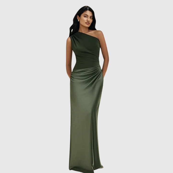Aleida | One Shoulder Satin Maxi Dress