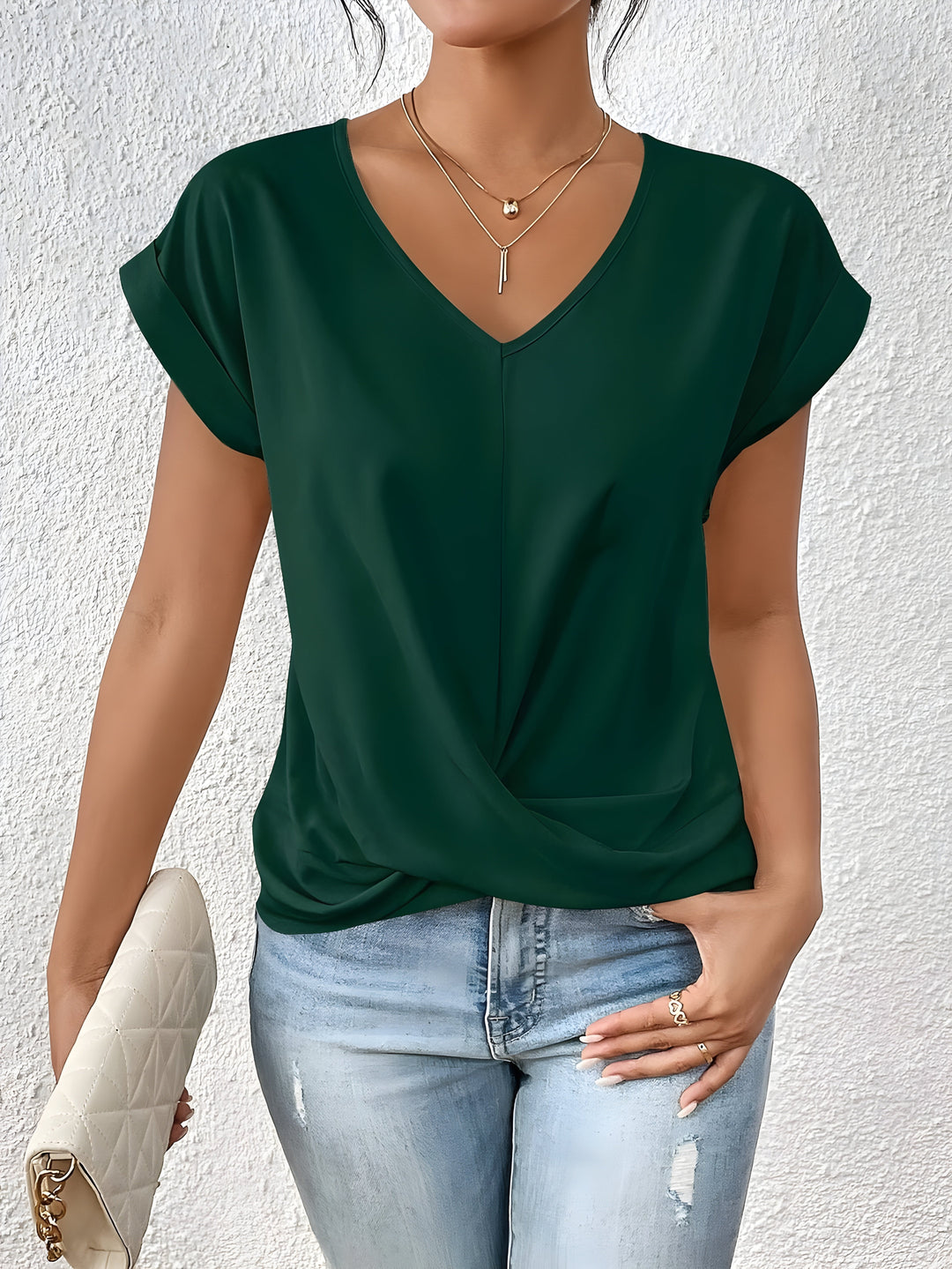 Violet | Twist Front V Neck Top