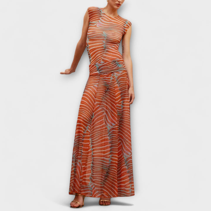 Phoenix | Shimmering Wave Mesh Bodysuit and Skirt Ensemble
