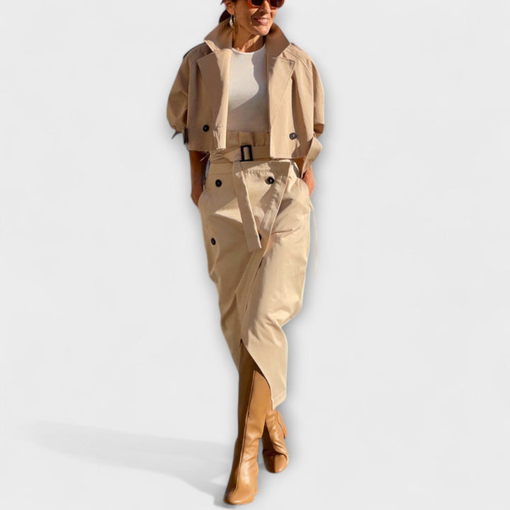 Lyra | Elegant Jacket | Midi Skirt with Pockets