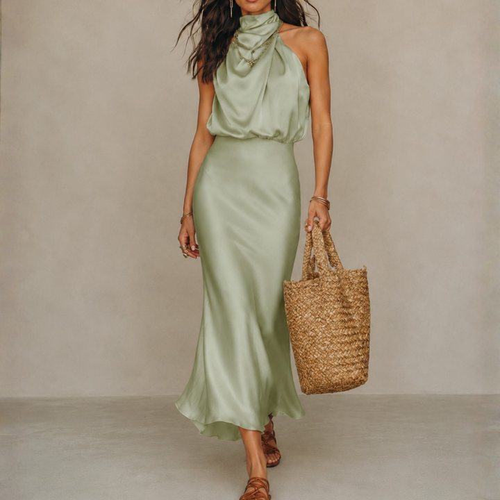 Valentina | Satin Drape Midi Dress