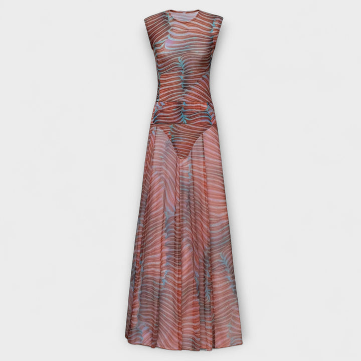 Phoenix | Shimmering Wave Mesh Bodysuit and Skirt Ensemble