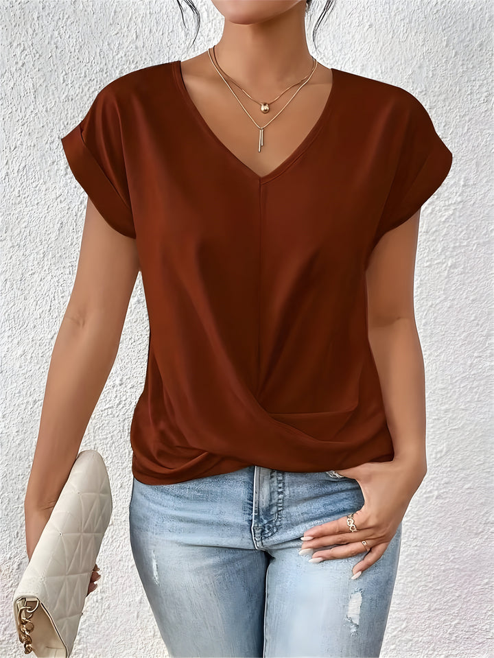 Violet | Twist Front V Neck Top
