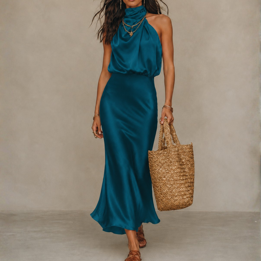 Valentina | Satin Drape Midi Dress