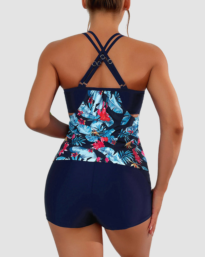 TANKINI SWIMSUITS TUMMY CONTROL TWO PIECE BLOUSON BATHING SUIT