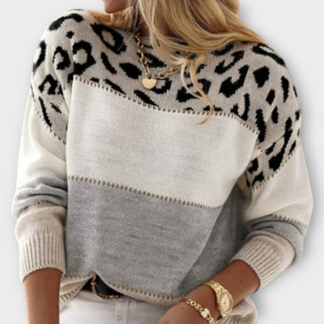Cheyenne | Casual Jumper With Leopard Print Design