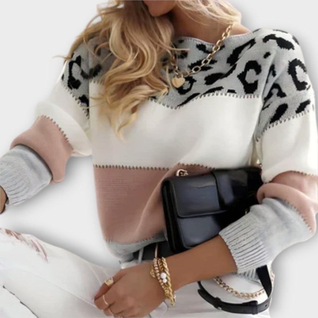 Cheyenne | Casual Jumper With Leopard Print Design