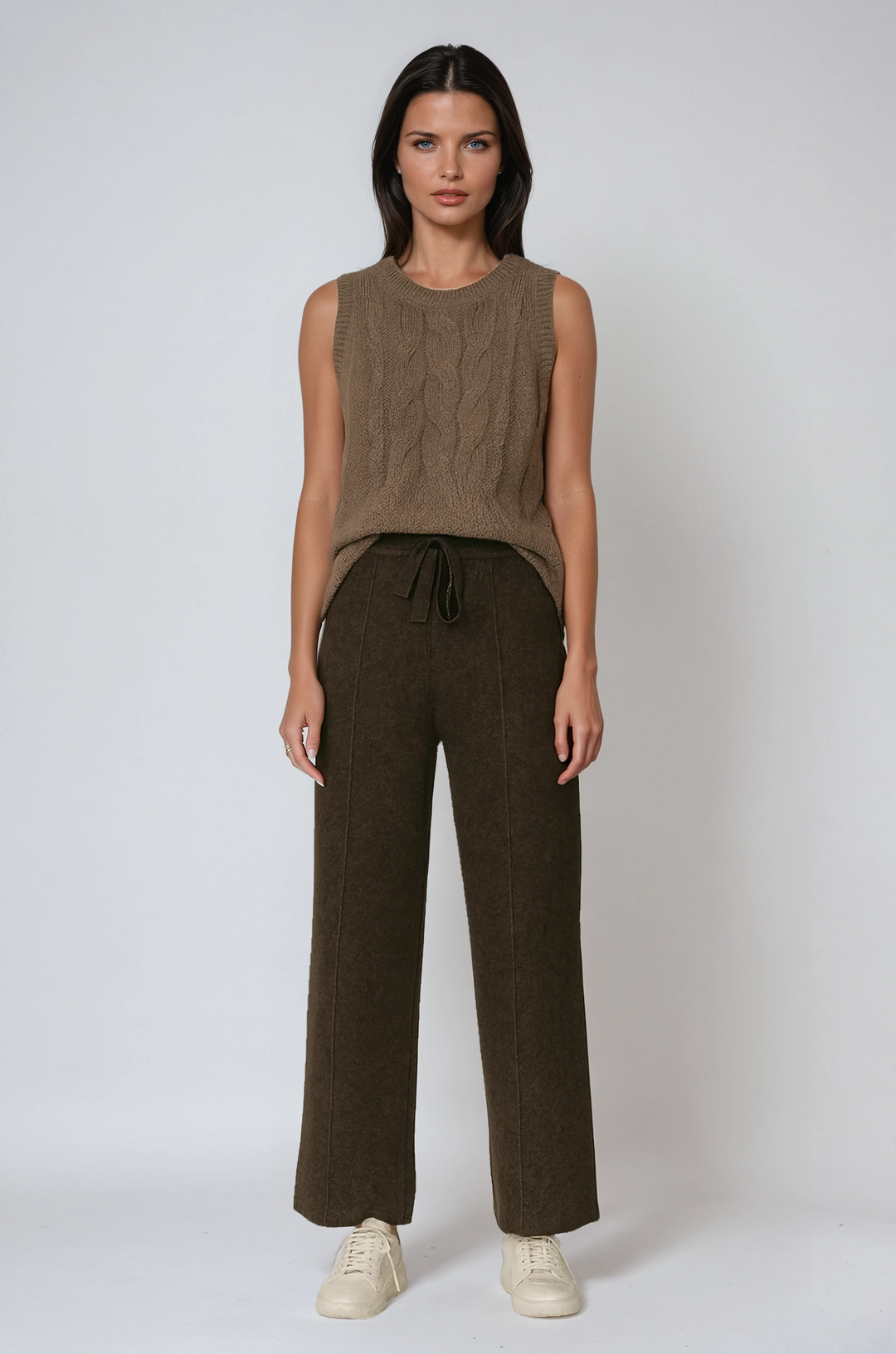 Knitted Trousers | Straight Legs | Drawstring Waist
