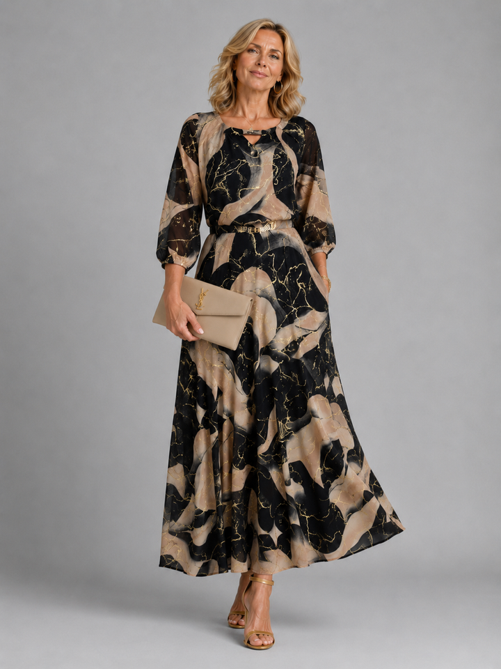 Chavelle | Printed Chiffon Maxi Dress