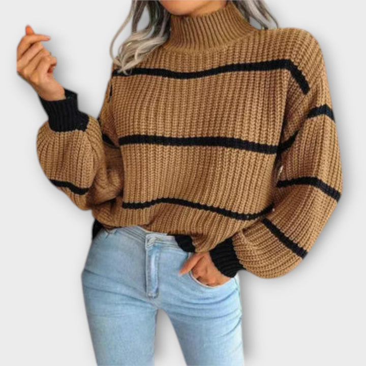 Chavala | Striped Turtleneck Sweater