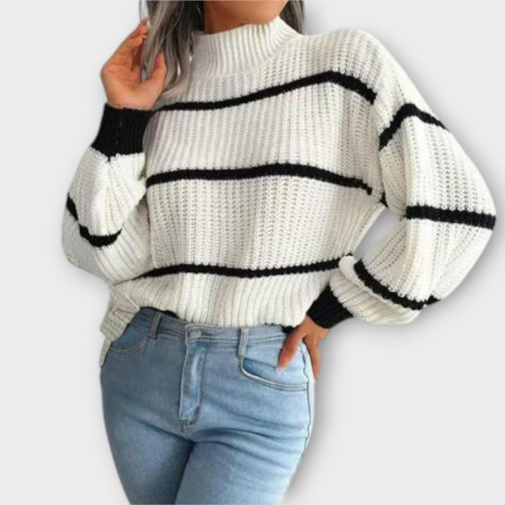 Chavala | Striped Turtleneck Sweater