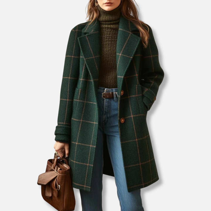 Ava | Wool Check Long Coat