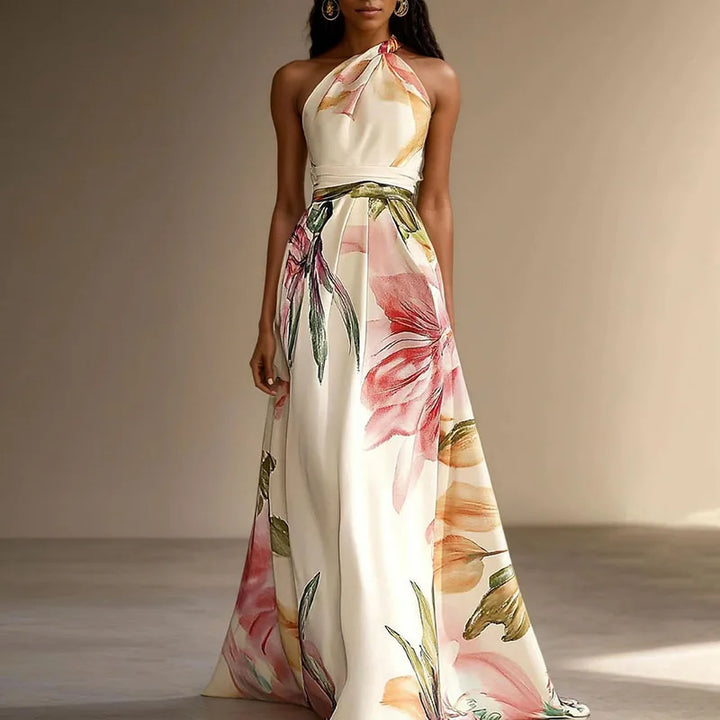 Liora | Floral Halter Maxi Dress
