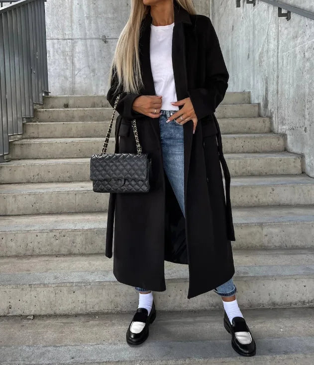 Gwyneth | Long Lapel Button Front Coat