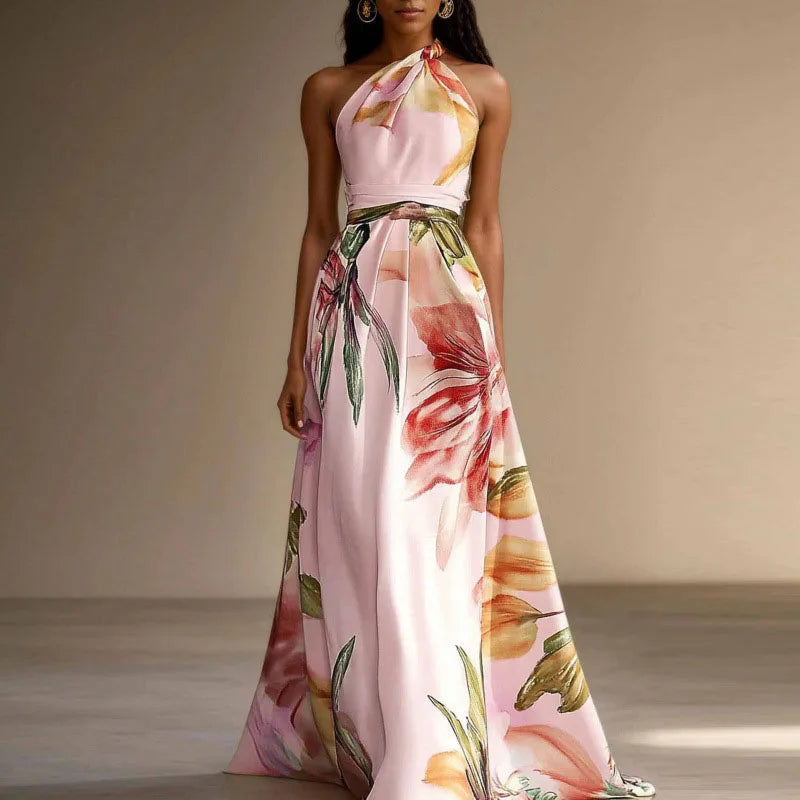 Liora | Floral Halter Maxi Dress