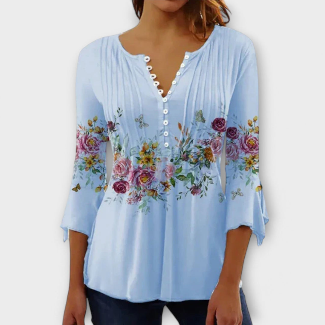 Juliane | Blouse with V-neck | Sleeves