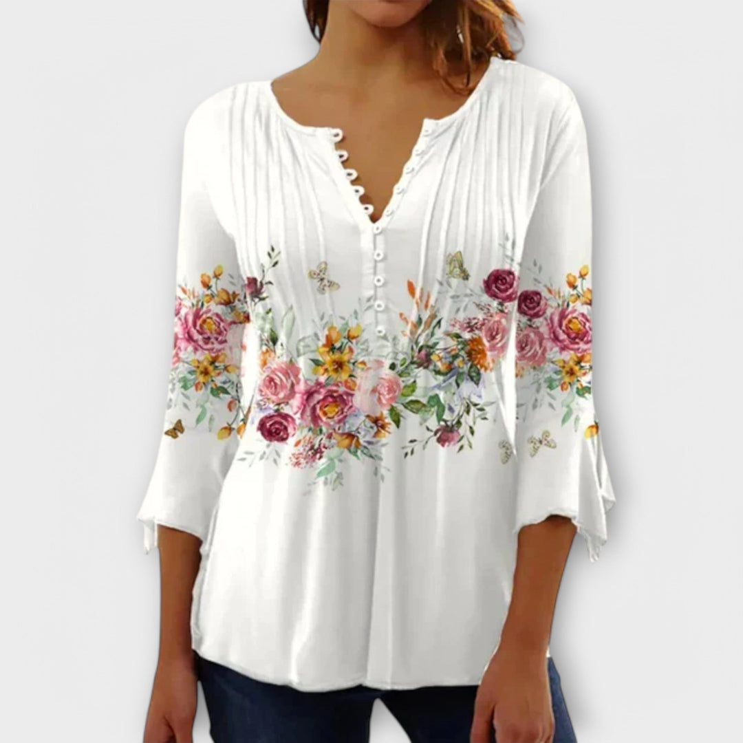 Juliane | Blouse with V-neck | Sleeves