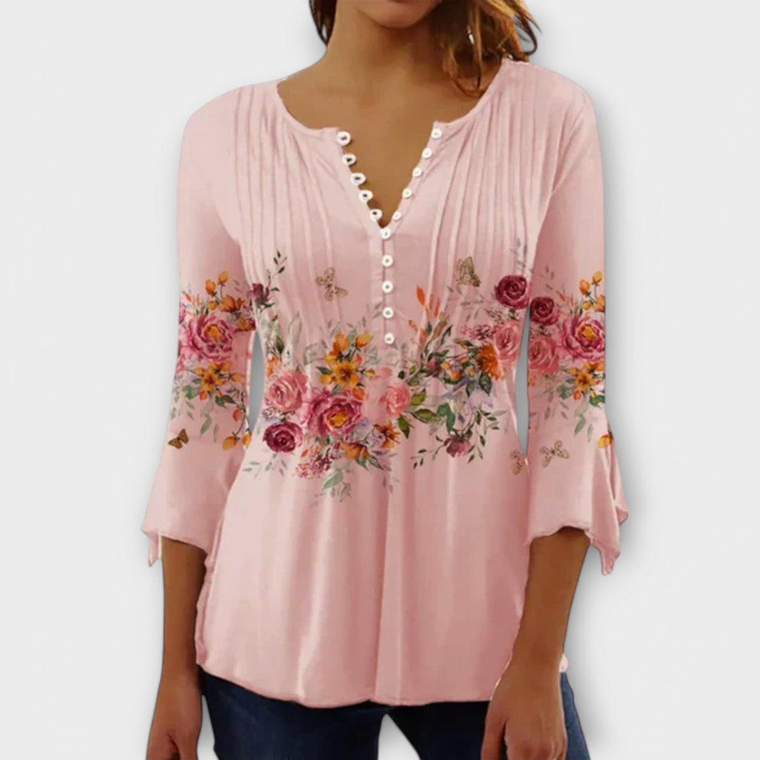 Juliane | Blouse with V-neck | Sleeves