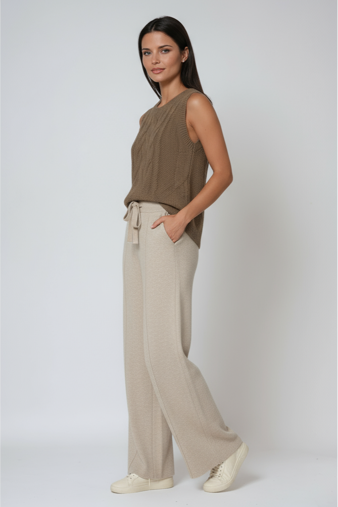 Knitted Trousers | Straight Legs | Drawstring Waist