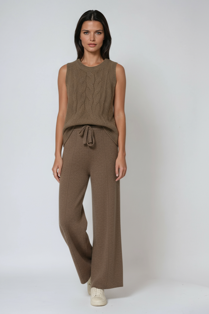 Knitted Trousers | Straight Legs | Drawstring Waist