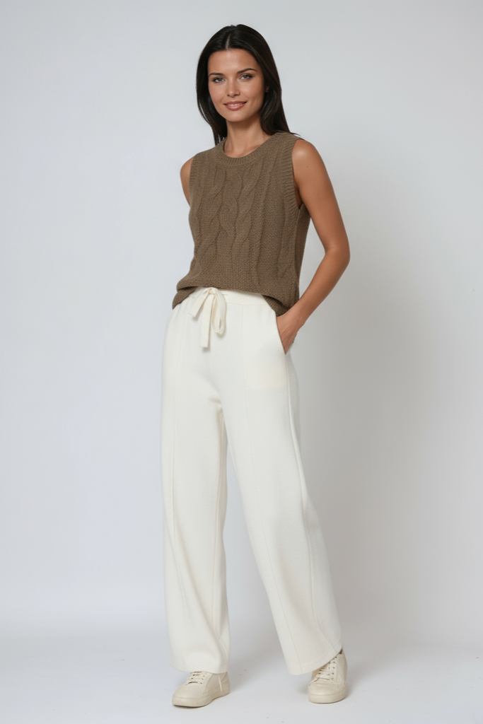 Knitted Trousers | Straight Legs | Drawstring Waist