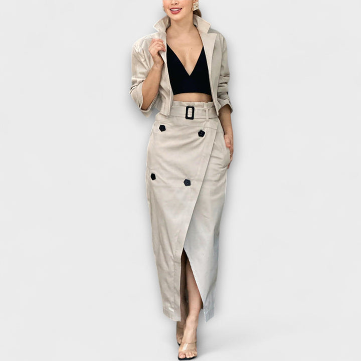 Lyra | Elegant Jacket | Midi Skirt with Pockets