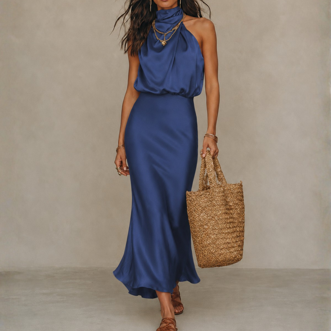 Valentina | Satin Drape Midi Dress