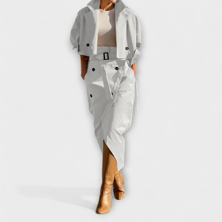 Lyra | Elegant Jacket | Midi Skirt with Pockets