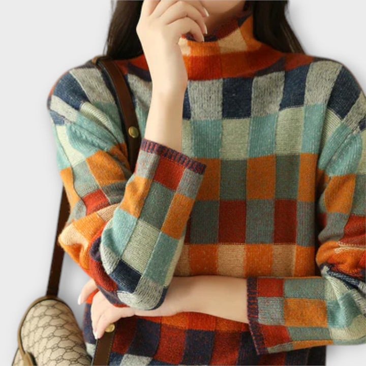 Erika | Patchwork Turtleneck Jumper