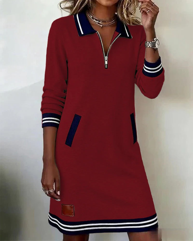 Lorena | Zip Collar Sweatshirt Dress
