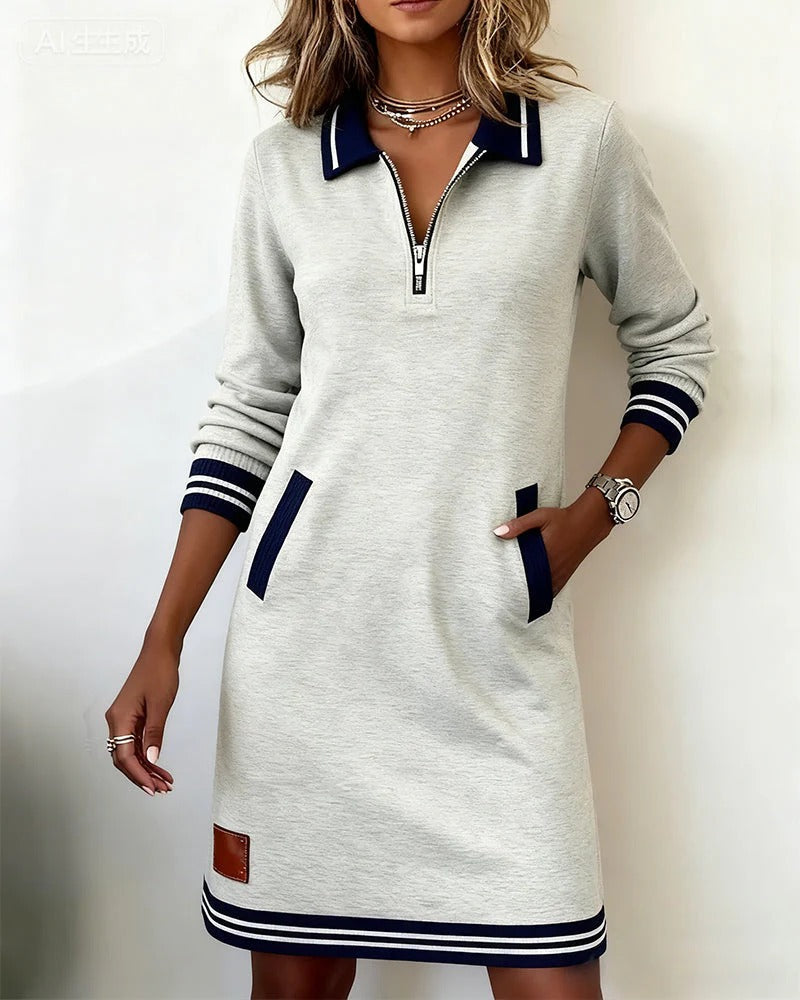 Lorena | Zip Collar Sweatshirt Dress