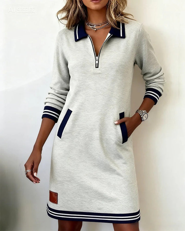 Lorena | Zip Collar Sweatshirt Dress