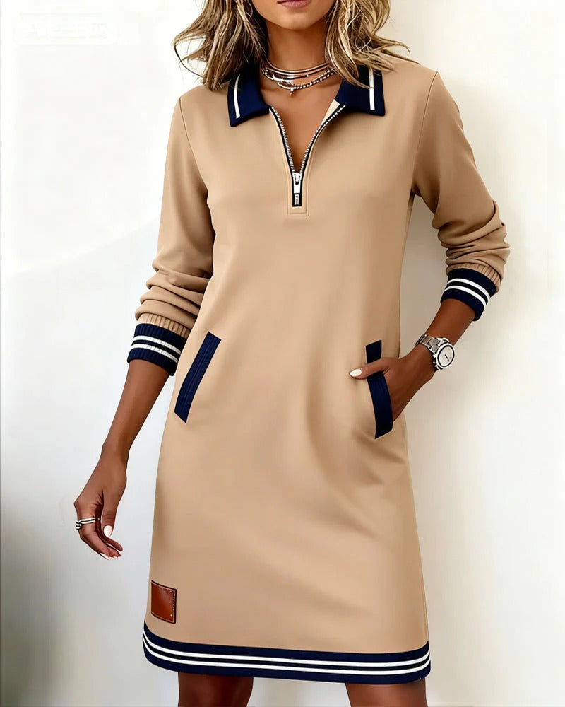 Lorena | Zip Collar Sweatshirt Dress