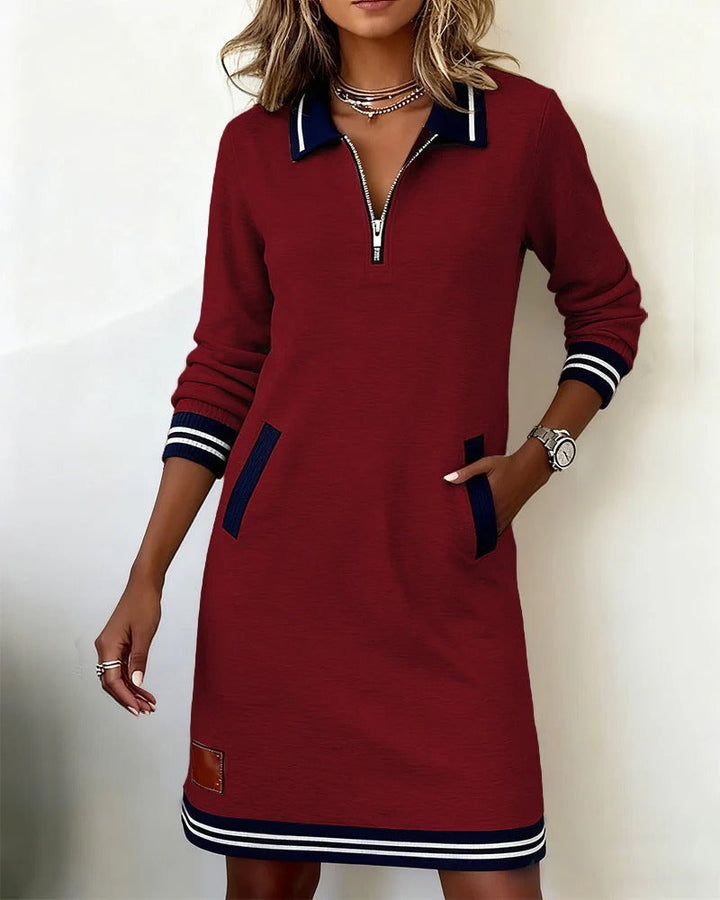 Lorena | Zip Collar Sweatshirt Dress
